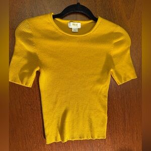 Maeve Mustard Ribbed Knit Top